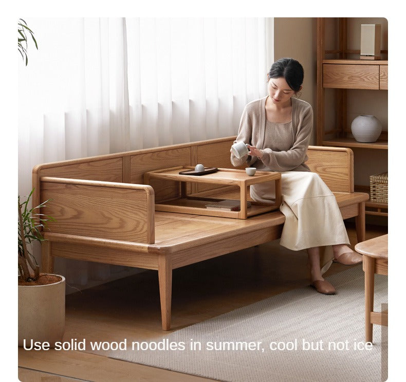 Oak solid wood sofa dual-purpose sofa bed