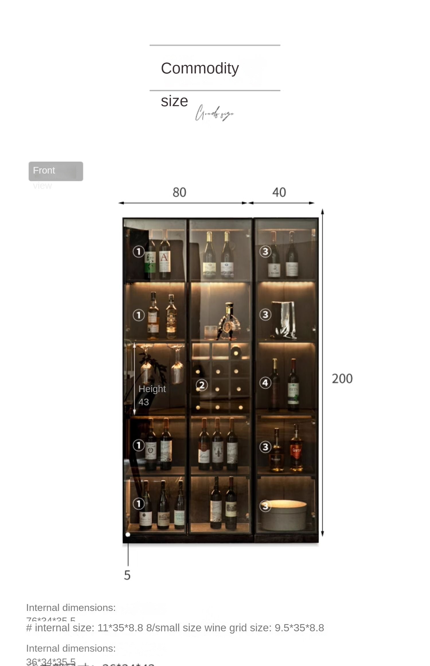 Oak Solid Wood Glass Door Display Wine Cabinet,