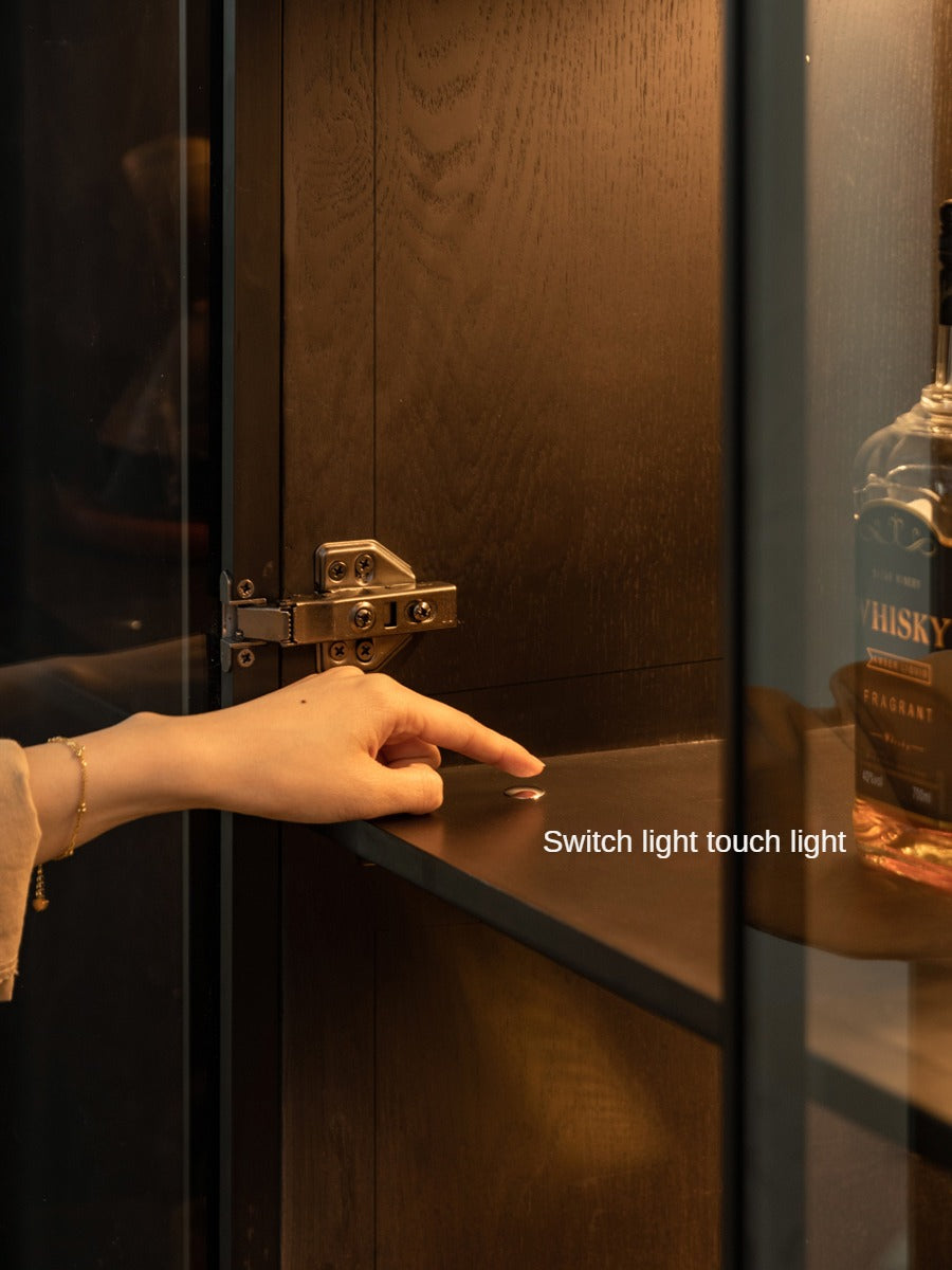 Oak Solid Wood Glass Door Display Wine Cabinet,