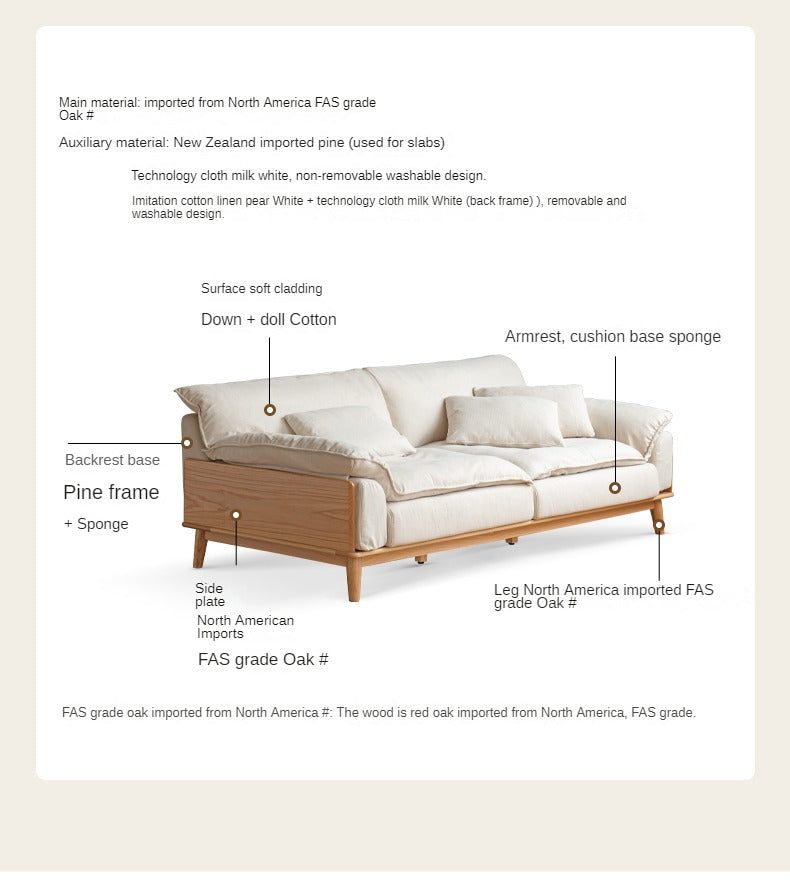 Oak solid wood deep sofa