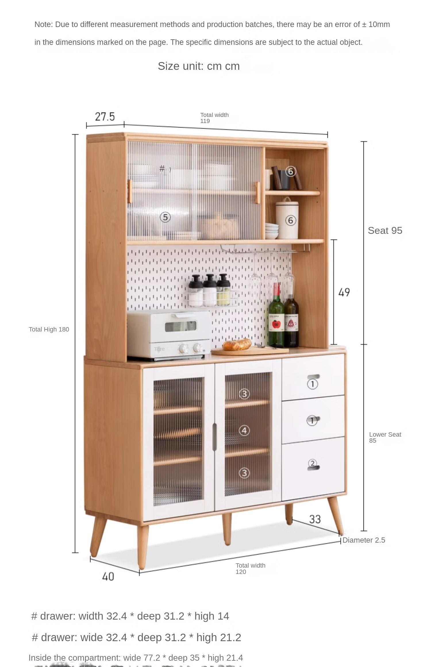 Beech, birch Solid Wood Cabinet Wall mounted Integrated,