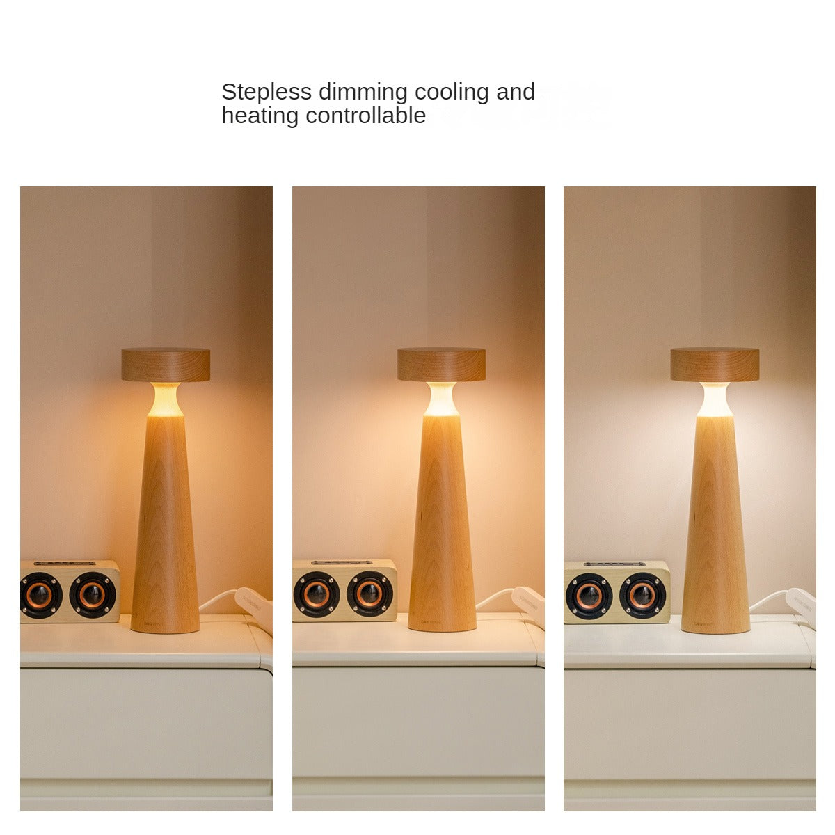 Beech solid wood table bedside mushroom LED light lamp)