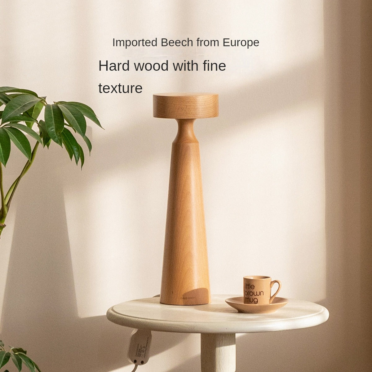 Beech solid wood table bedside mushroom LED light lamp)