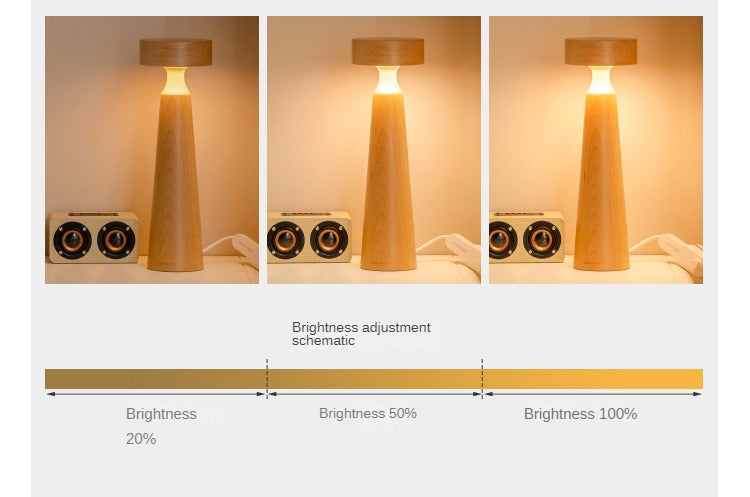 Beech solid wood table bedside mushroom LED light lamp)