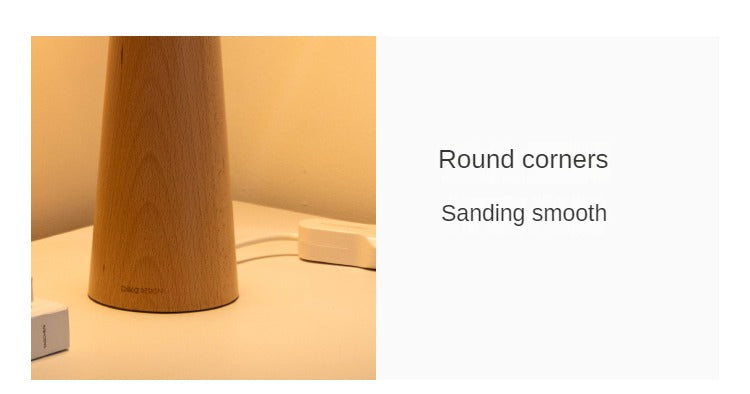 Beech solid wood table bedside mushroom LED light lamp)