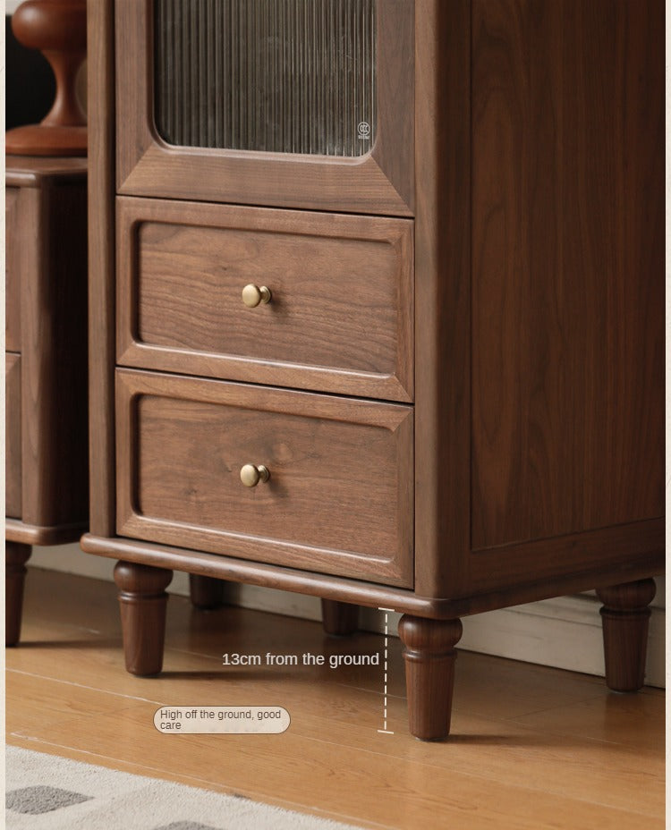 Black Walnut Solid Wood American Retro Locker Side Cabinet,