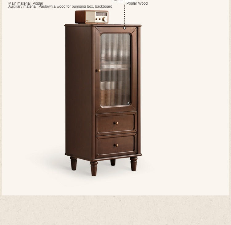 Poplar Solid Wood American Retro Side Cabinet,