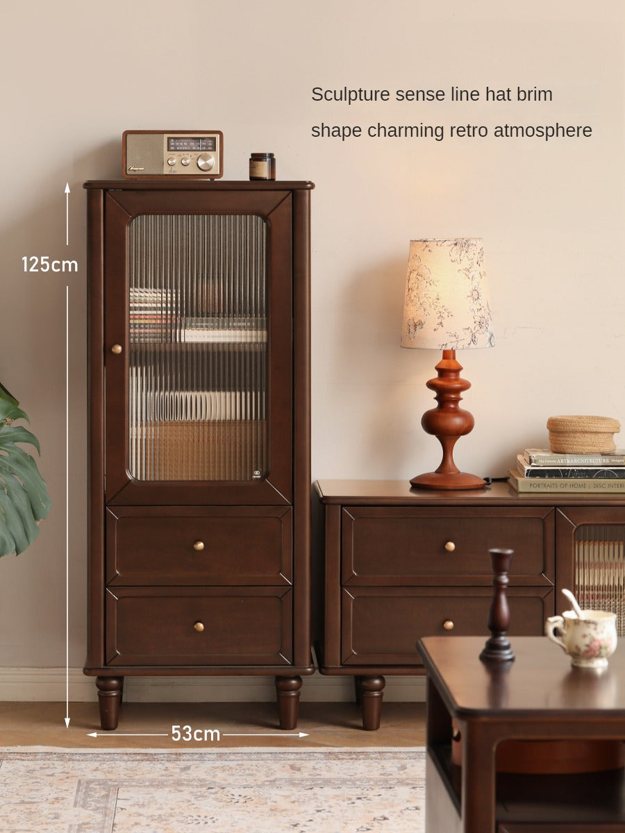 Poplar Solid Wood American Retro Side Cabinet,