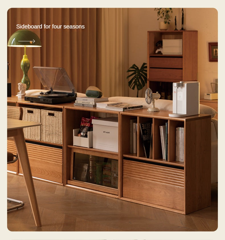 Cherry solid wood module combination bookcase<