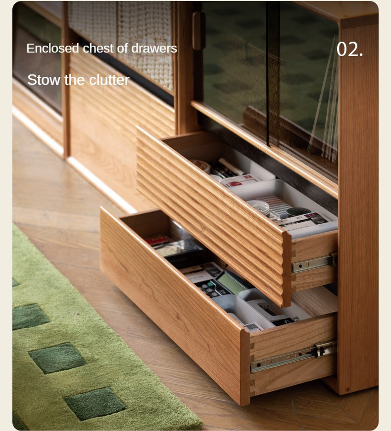 Cherry solid wood module combination bookcase,