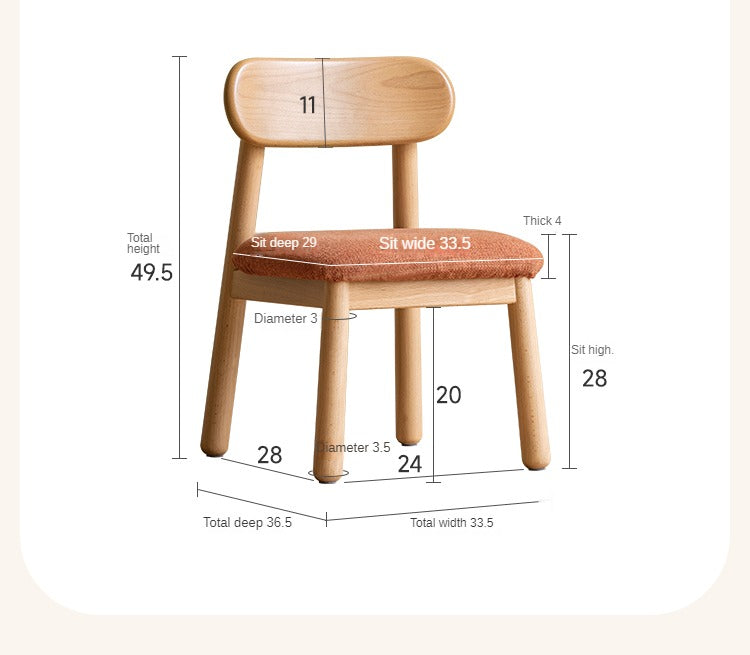 Oak, Beech Solid Wood Kids Small Chair