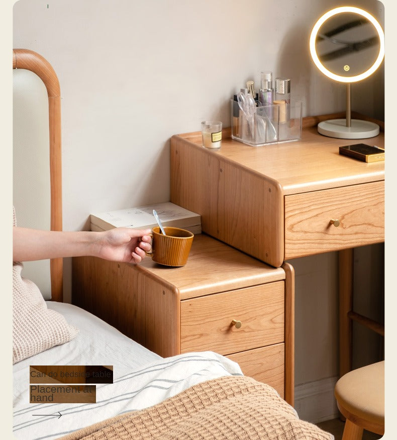 Cherry solid wood dressing table cabinet integrated