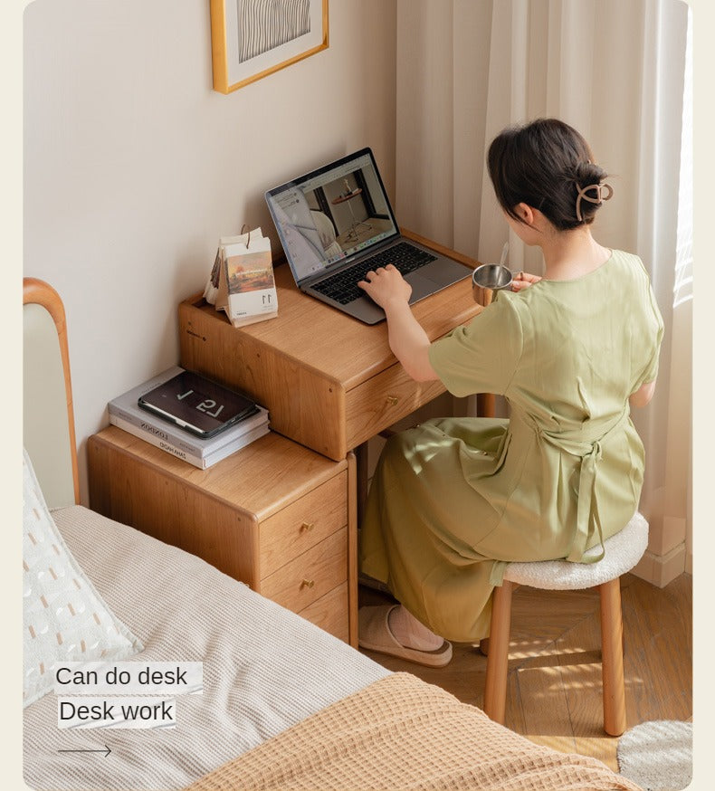 Cherry solid wood dressing table cabinet integrated