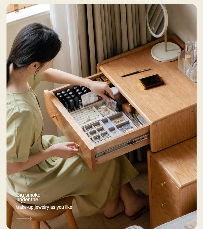 Cherry solid wood dressing table cabinet integrated: