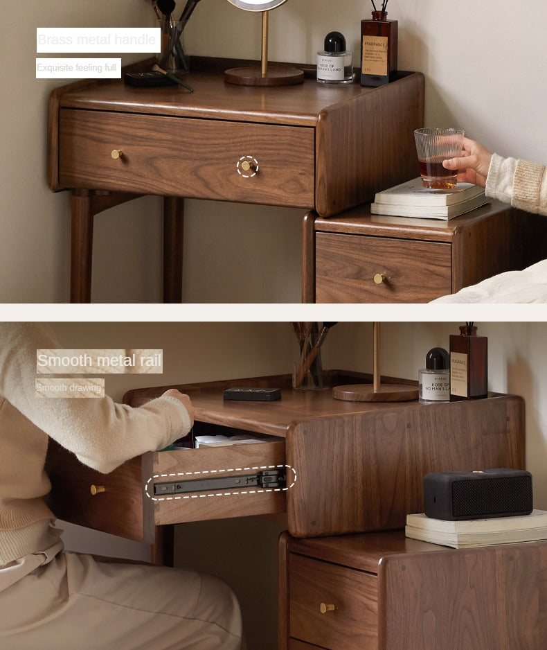 Black walnut solid wood dressing table cabinet integrated