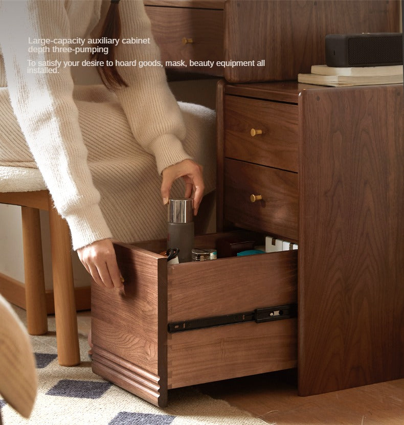 Black walnut solid wood dressing table cabinet integrated