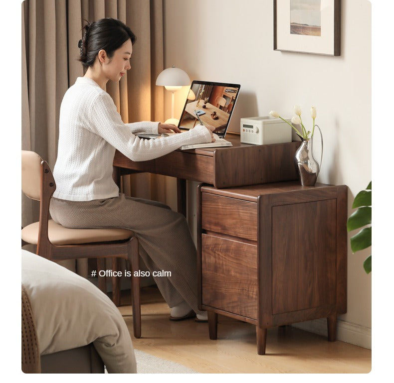 Black Walnut Solid Wood Modern Retractable Dressing Table: