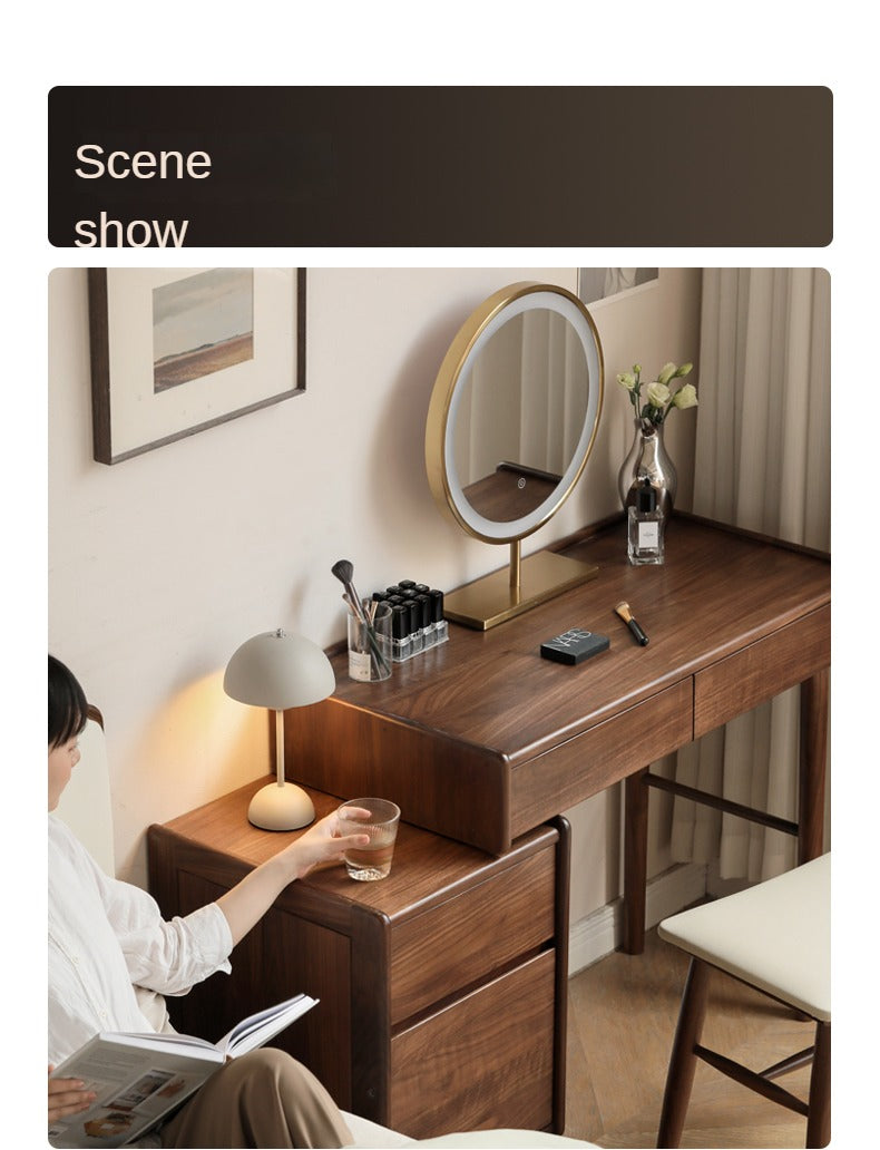 Black Walnut Solid Wood Modern Retractable Dressing Table: