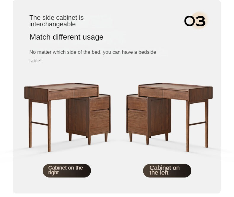 Black Walnut Solid Wood Modern Retractable Dressing Table: