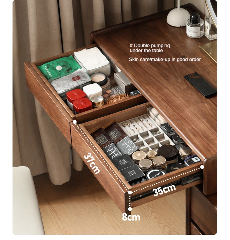 Black Walnut Solid Wood Modern Retractable Dressing Table: