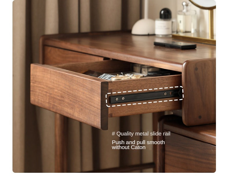 Black Walnut Solid Wood Modern Retractable Dressing Table: