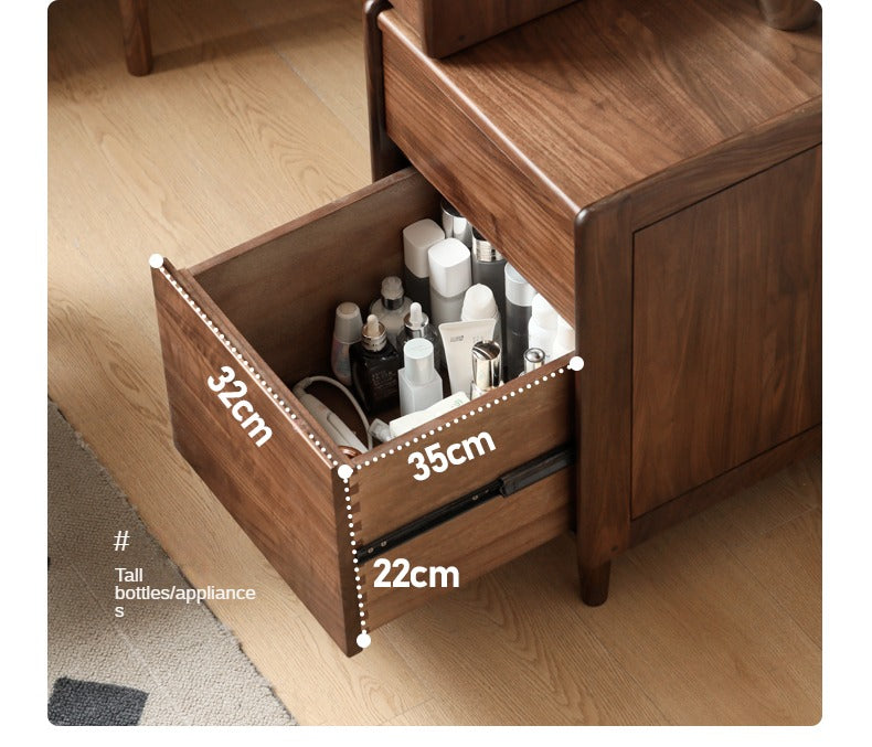 Black Walnut Solid Wood Modern Retractable Dressing Table: