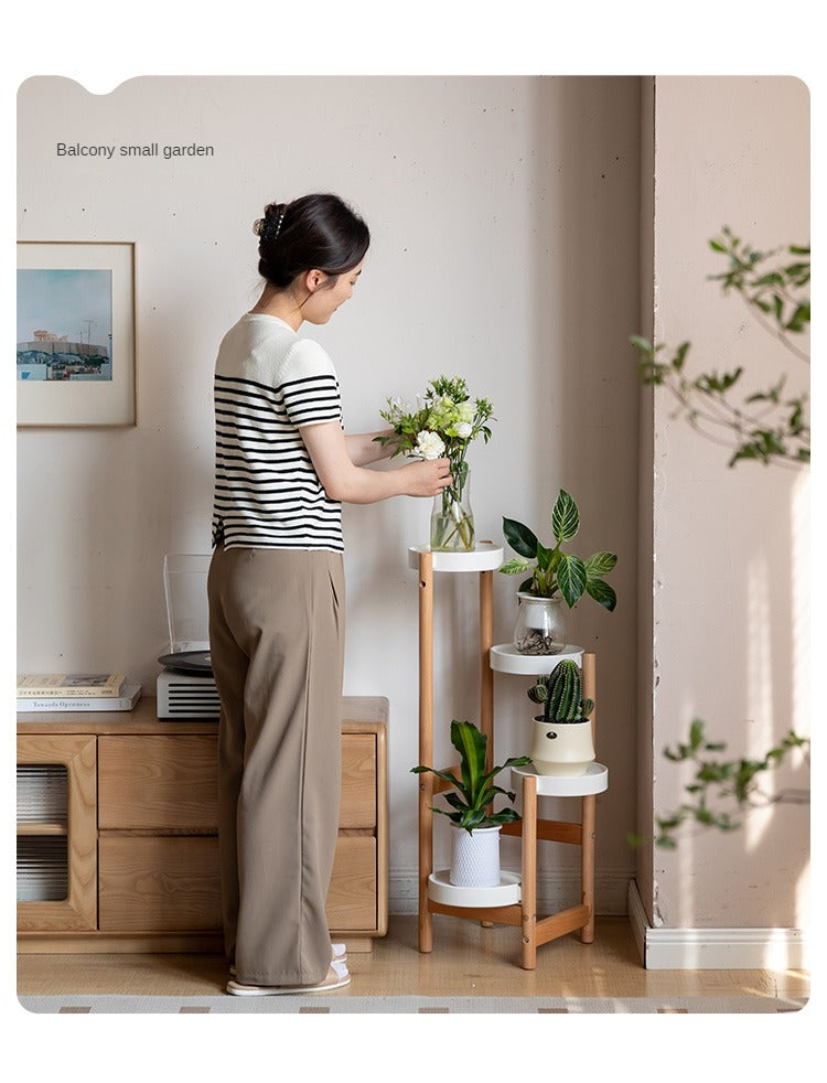 Beech Solid Wood Flower Rack: