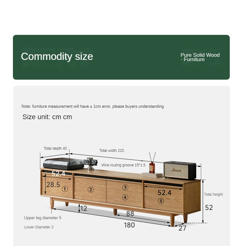 Ash solid wood modern storage floor TV cabinet