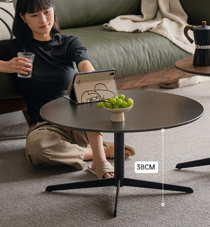 Black Walnut,Oak Solid Wood Rock Board Round Coffee Table