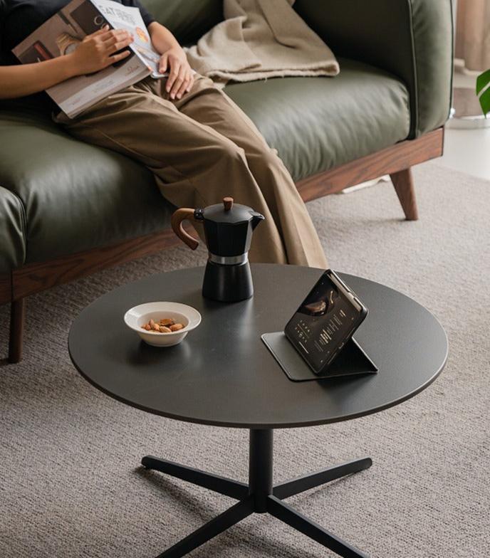 Black Walnut,Oak Solid Wood Rock Board Round Coffee Table