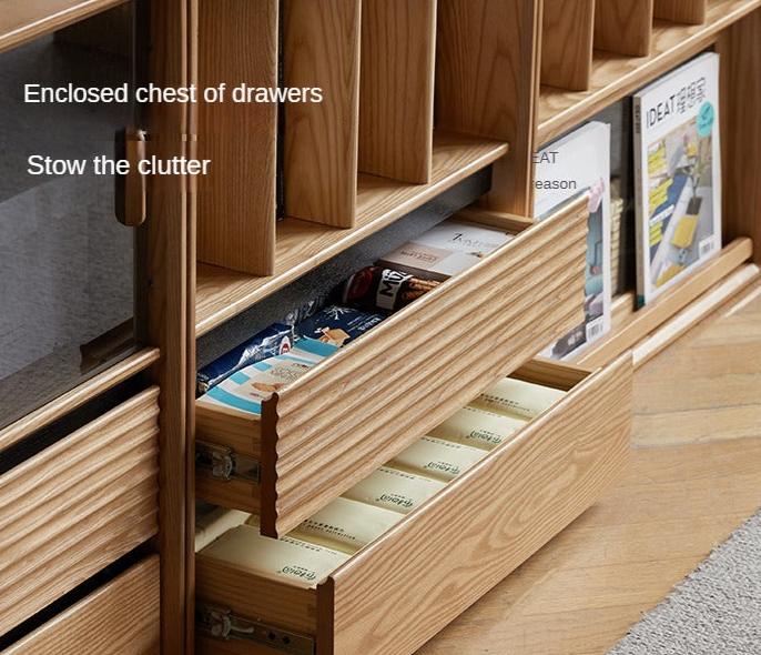 Ash solid wood combination module bookcase