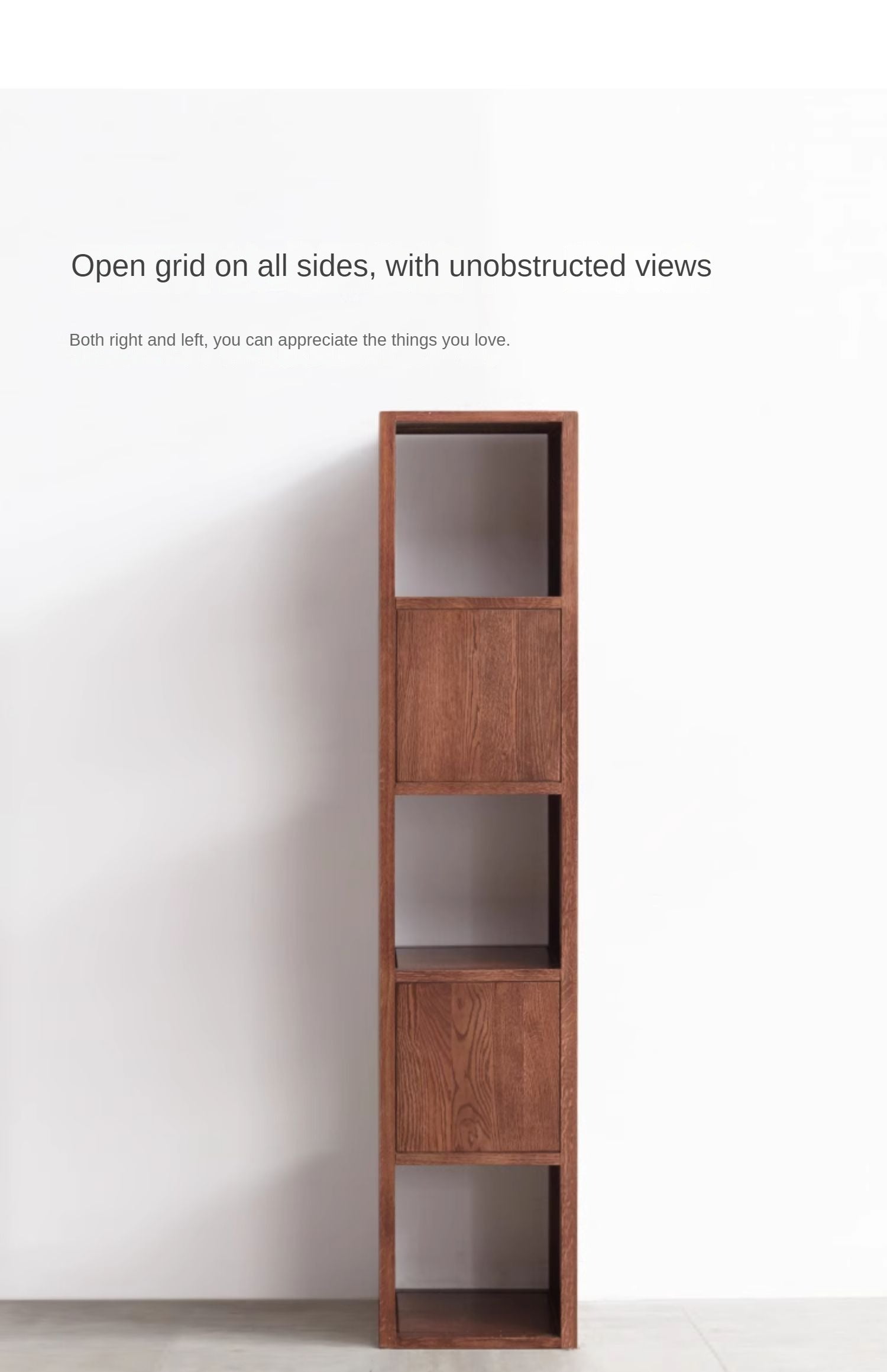 Oak Solid Wood Bookshelf Narrow Cabinet -