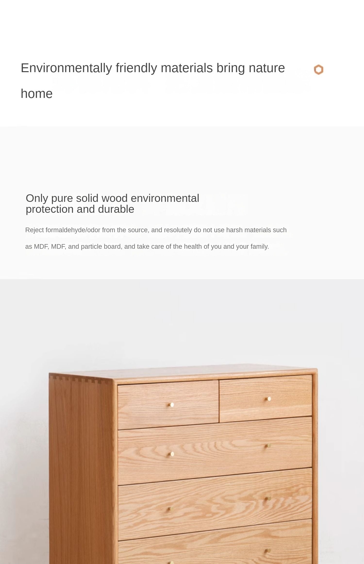 Oak Solid Wood Nordic Chest of Drawers