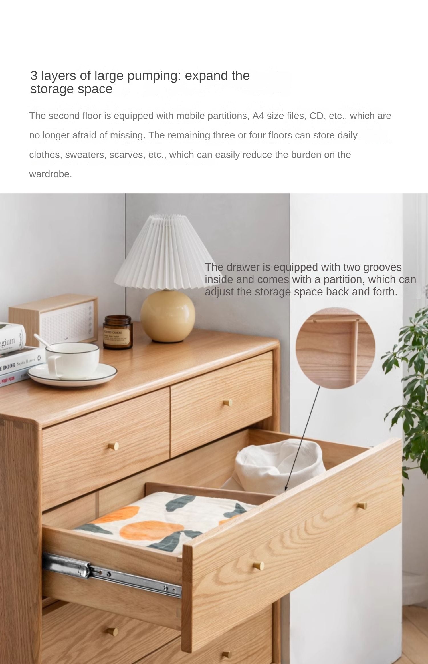 Oak Solid Wood Nordic Chest of Drawers