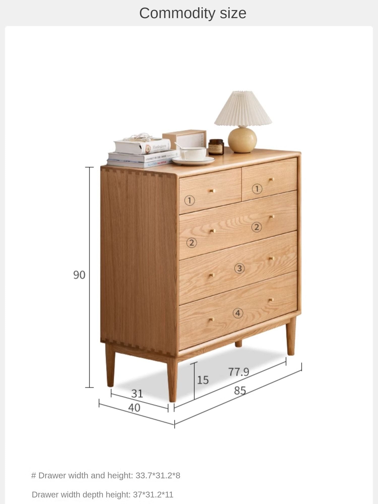 Oak Solid Wood Nordic Chest of Drawers