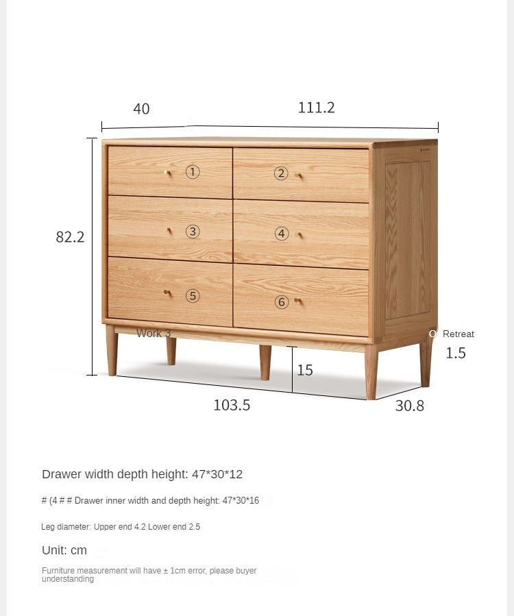 Oak Solid Wood Nordic Chest of Drawers