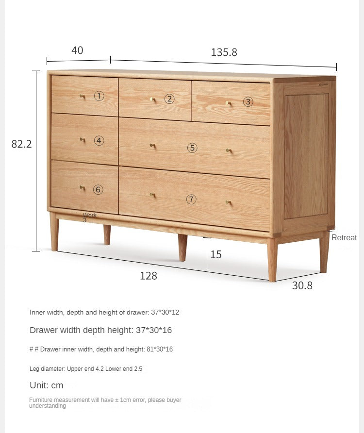 Oak Solid Wood Nordic Chest of Drawers