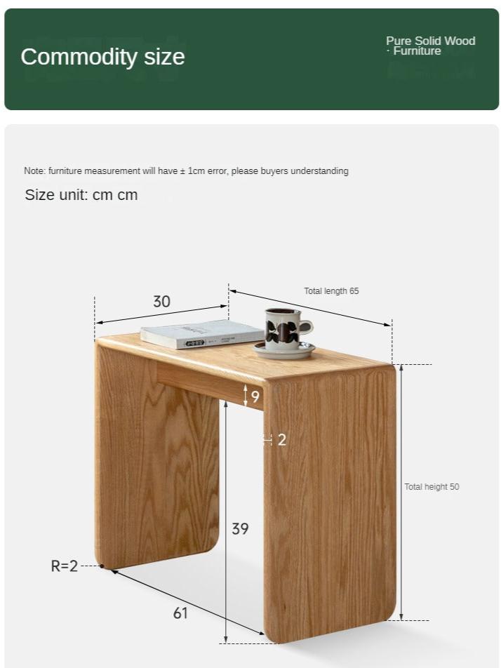 Oak Solid Wood Multifunctional C-shaped Side Table