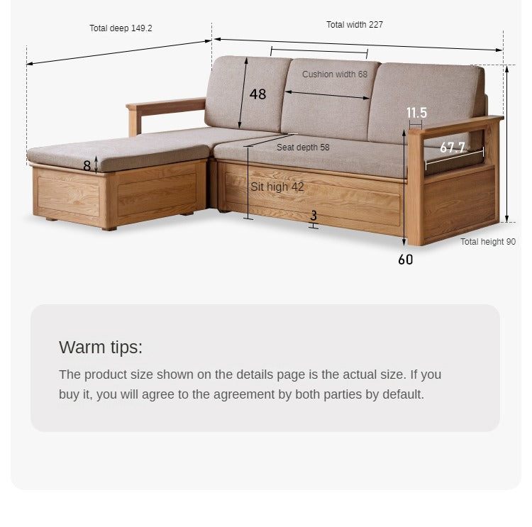 Oak solid wood storage box sofa-