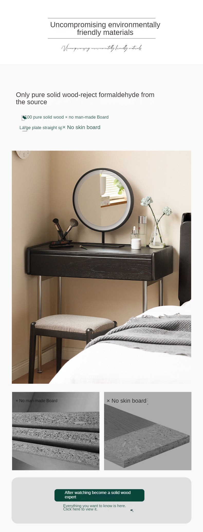 Oak solid wood telescopic dressing table