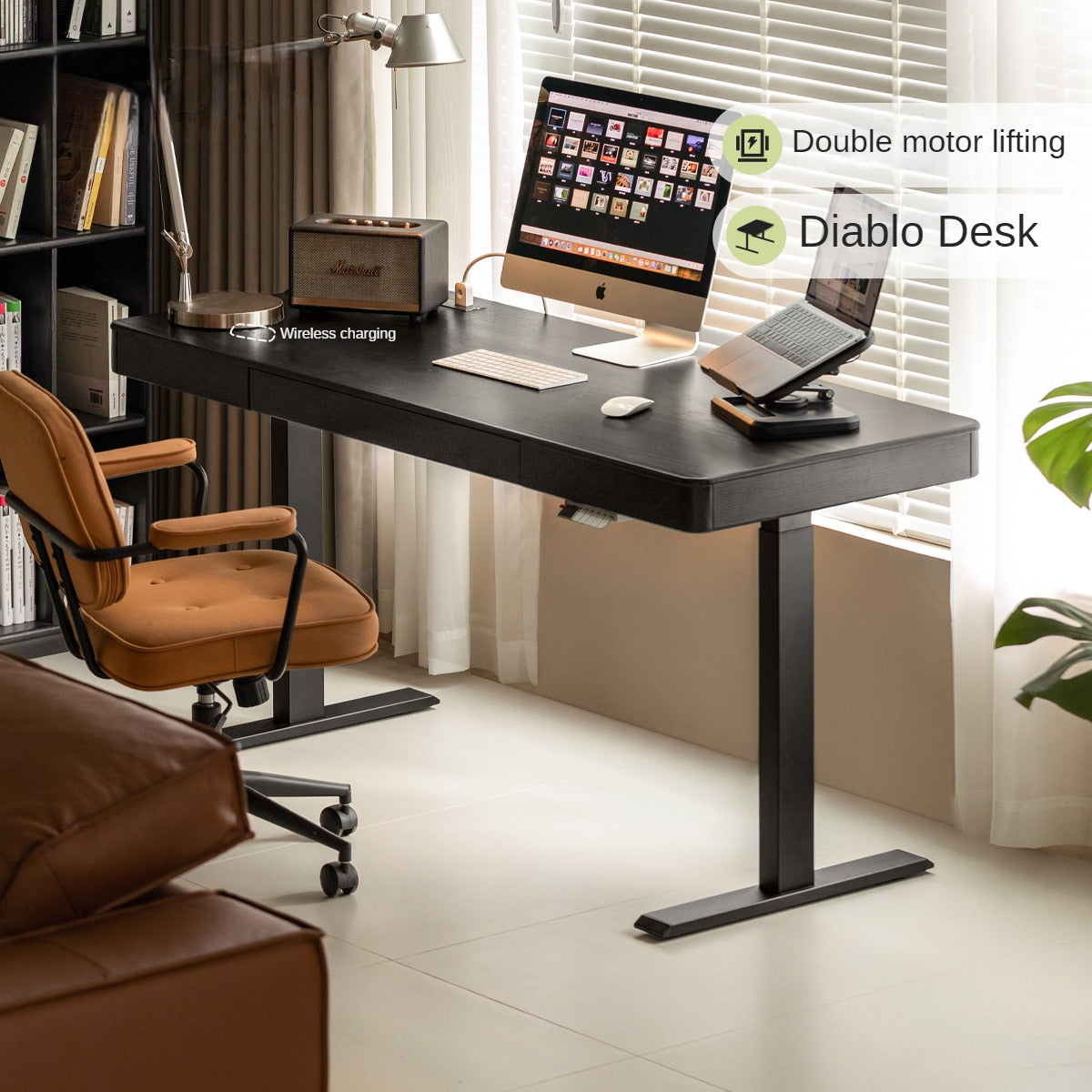 Oak Solid Wood Electric Lift Desk