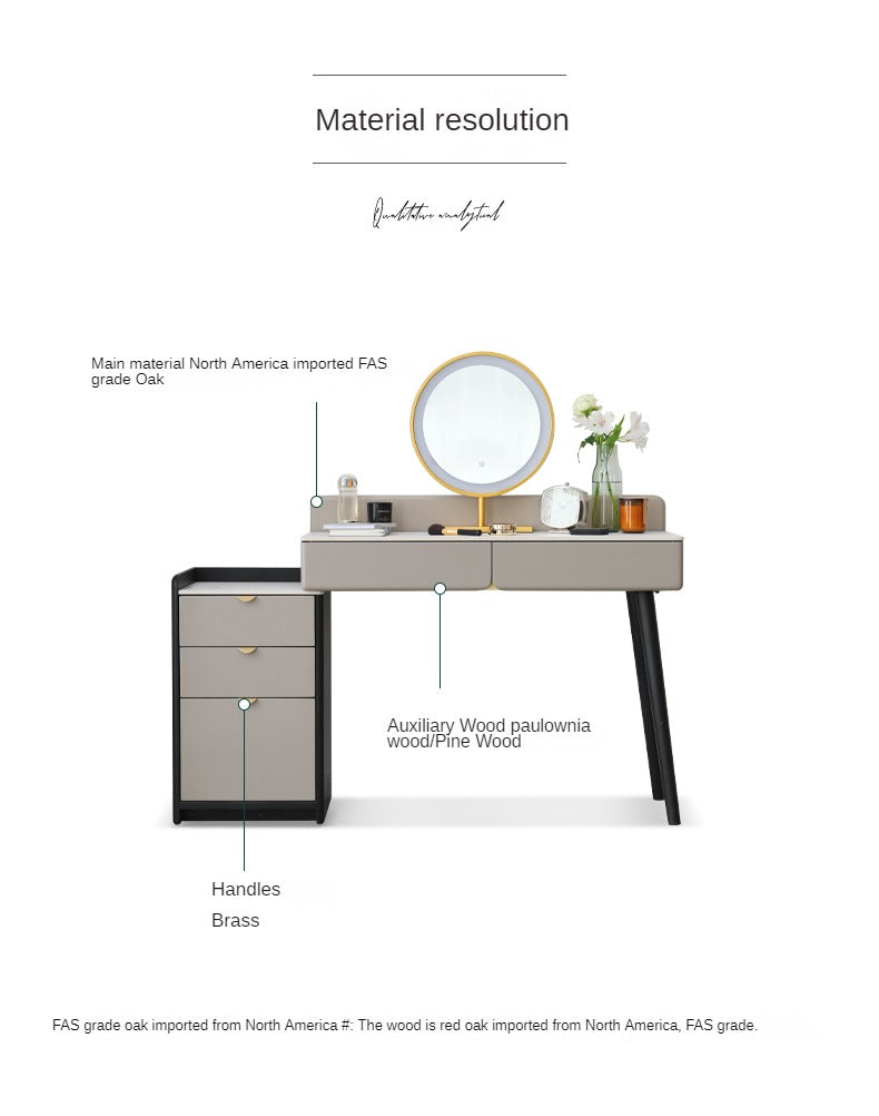 Oak Solid Wood Dressing Table Small Cabinet Rock Board