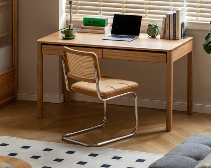 Oak Solid Wood Computer Desk With Drawer