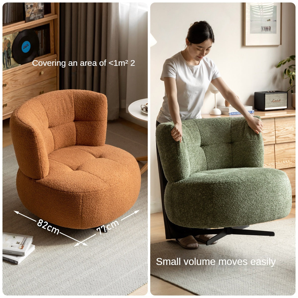 Fabric rotatable single chair