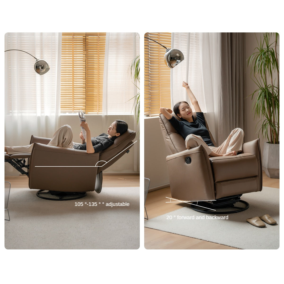 Leather multifunctional rotating single chair