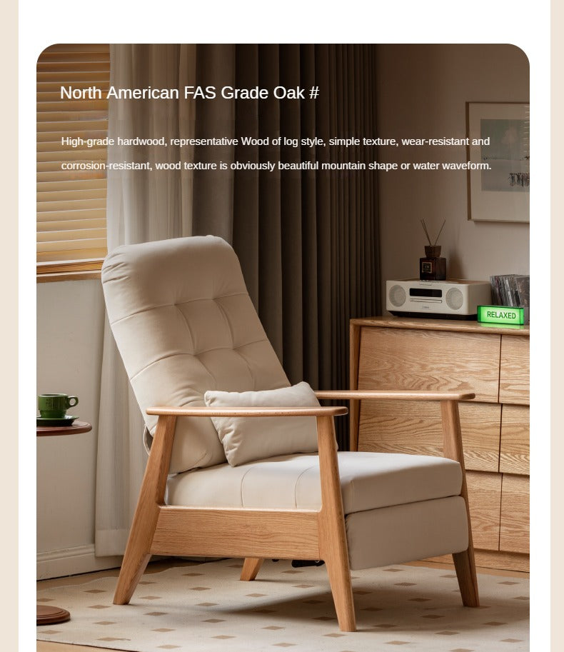 Oak Solid Wood Multifunctional Fabric Lleisure Chair