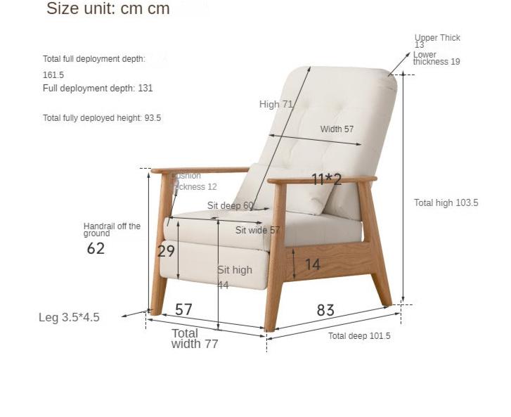 Oak Solid Wood Multifunctional Fabric Lleisure Chair