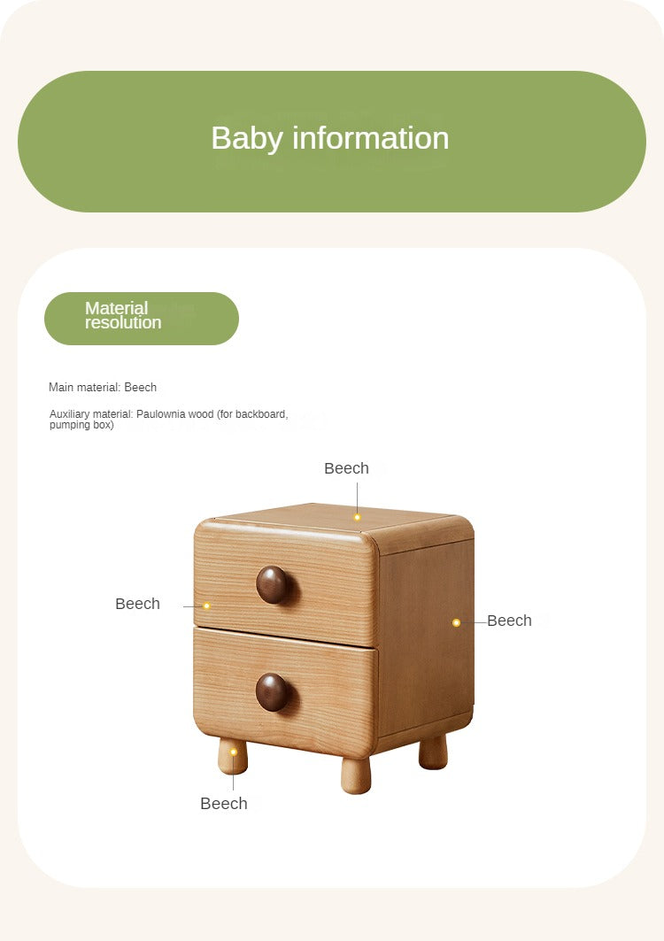 Beech Solid Wood Children's  Nightstand