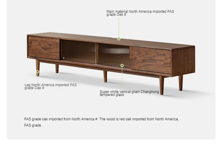 Oak solid wood modern simple floor TV cabinet