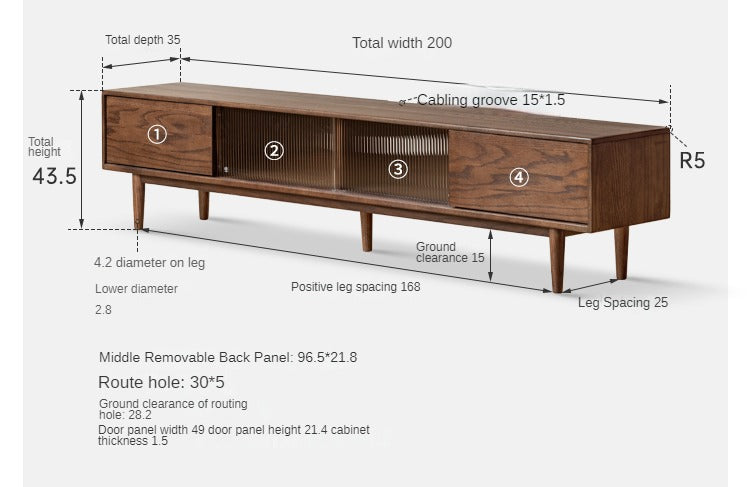 Oak solid wood modern simple floor TV cabinet